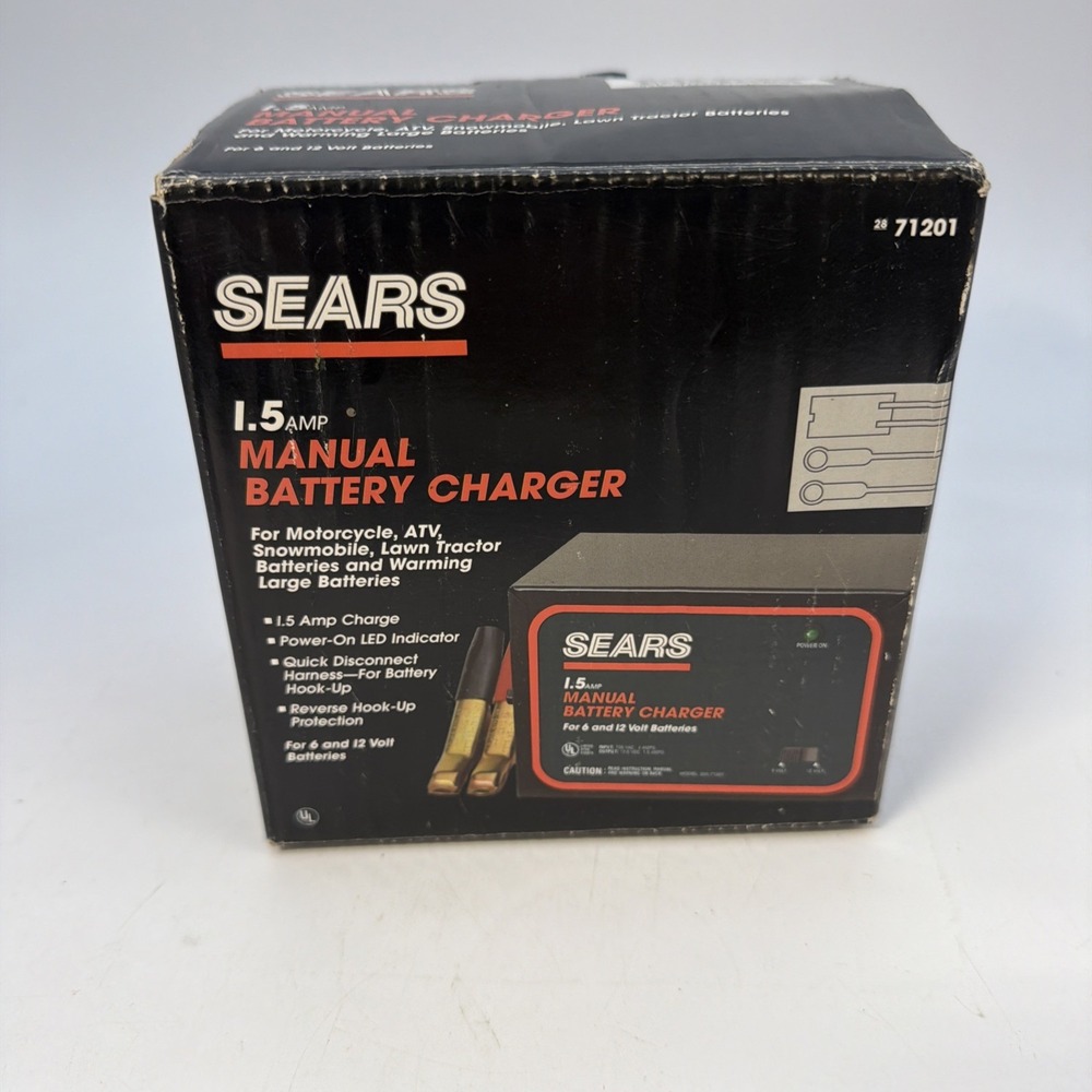 Vintage Sears 1.5 AMP Manual Battery Charger Mo. 200.71201 6 Or 12 Volt  Tested